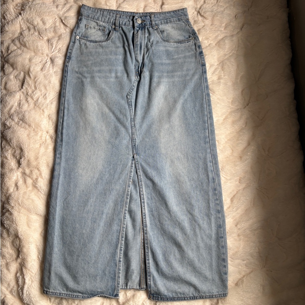 Blank NYC Sky Blue Denim Maxi Skirt Size 4/6